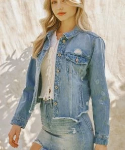 KANCAN Bianca Distressed Denim Jacket Jackets & Outwear