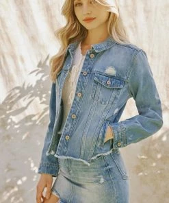 KANCAN Bianca Distressed Denim Jacket Jackets & Outwear