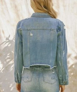 KANCAN Bianca Distressed Denim Jacket Jackets & Outwear