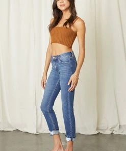 KANCAN Cane Mid Rise Slim Straight Leg Jeans