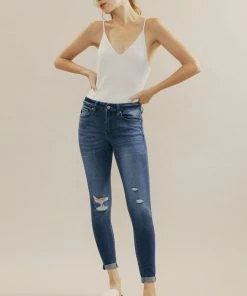 KANCAN Hudson Mid Rise Ankle Skinny Jeans