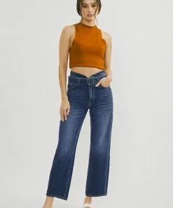 KANCAN Kaas Ultra High Rise Belted Paperbag Straight Leg Jeans
