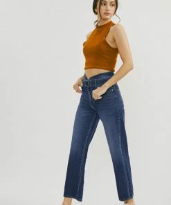 KANCAN Kaas Ultra High Rise Belted Paperbag Straight Leg Jeans