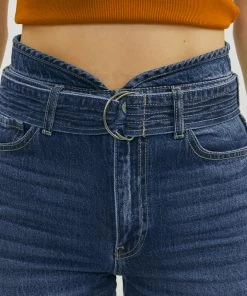 KANCAN Kaas Ultra High Rise Belted Paperbag Straight Leg Jeans