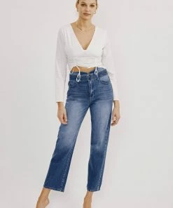 KANCAN Kaas Ultra High Rise Belted Paperbag Straight Leg Jeans