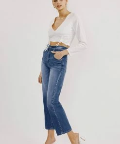 KANCAN Kaas Ultra High Rise Belted Paperbag Straight Leg Jeans