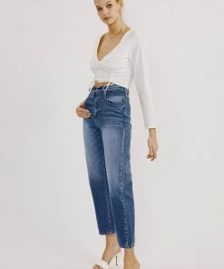 KANCAN Kaas Ultra High Rise Belted Paperbag Straight Leg Jeans