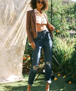 KANCAN Ilena Ultra High Rise Belted Paperbag Mom Jeans