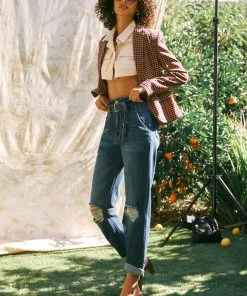 KANCAN Ilena Ultra High Rise Belted Paperbag Mom Jeans