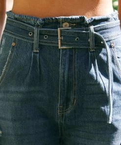 KANCAN Ilena Ultra High Rise Belted Paperbag Mom Jeans