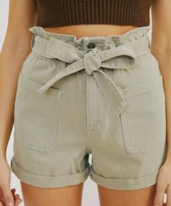 KANCAN Laquell Ultra High Rise Belted Paperbag Shorts