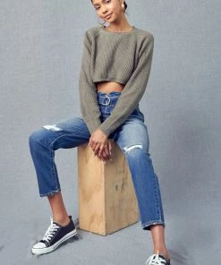 KANCAN Blossom Ultra High Rise Belted Mom Jeans