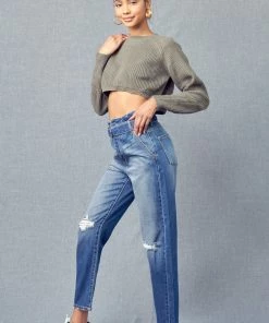 KANCAN Blossom Ultra High Rise Belted Mom Jeans