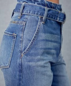 KANCAN Blossom Ultra High Rise Belted Mom Jeans