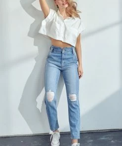 KANCAN Blossom Ultra High Rise Belted Mom Jeans