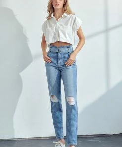 KANCAN Blossom Ultra High Rise Belted Mom Jeans