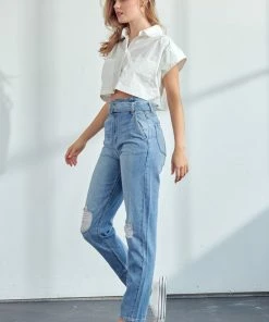 KANCAN Blossom Ultra High Rise Belted Mom Jeans
