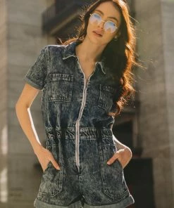 KANCAN Victoria Short Sleeve Romper Dresses And Rompers