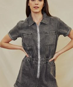 KANCAN Victoria Short Sleeve Romper Dresses And Rompers