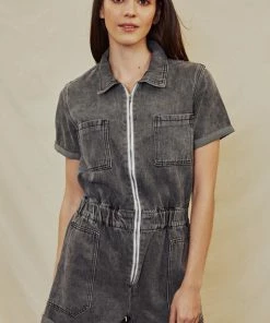 KANCAN Victoria Short Sleeve Romper Dresses And Rompers