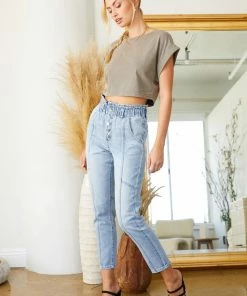 KANCAN Bronte Ultra High Rise Paperbag Mom Jeans