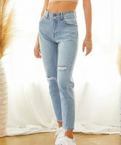 KANCAN Dorrine High Rise Twisted Seam Mom Jeans