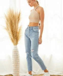 KANCAN Dorrine High Rise Twisted Seam Mom Jeans
