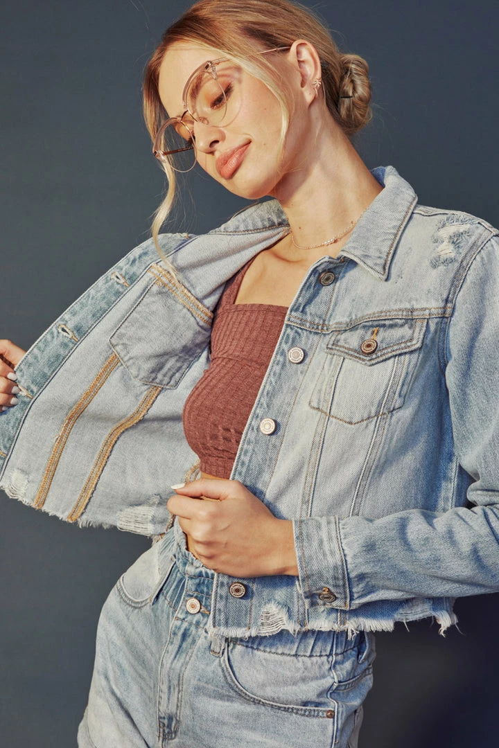 KANCAN Halston Denim Jacket Jackets & Outwear 8 KANCAN Halston Denim Jacket Jackets & Outwear