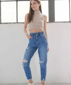 KANCAN Angel Ultra High Rise Paperbag Mom Jeans