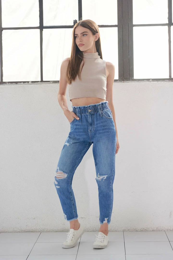 KANCAN Angel Ultra High Rise Paperbag Mom Jeans 3 KANCAN Angel Ultra High Rise Paperbag Mom Jeans