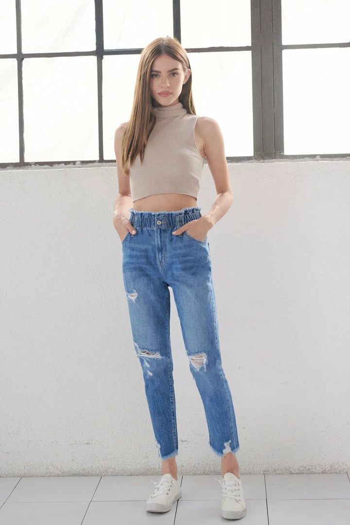 KANCAN Angel Ultra High Rise Paperbag Mom Jeans 4 KANCAN Angel Ultra High Rise Paperbag Mom Jeans