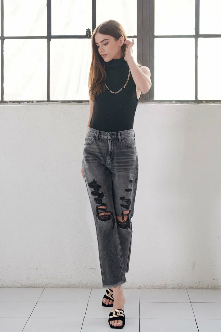 KANCAN Straight Leg Zara High Rise Slim Straight Jeans 4 KANCAN Straight Leg Zara High Rise Slim Straight Jeans