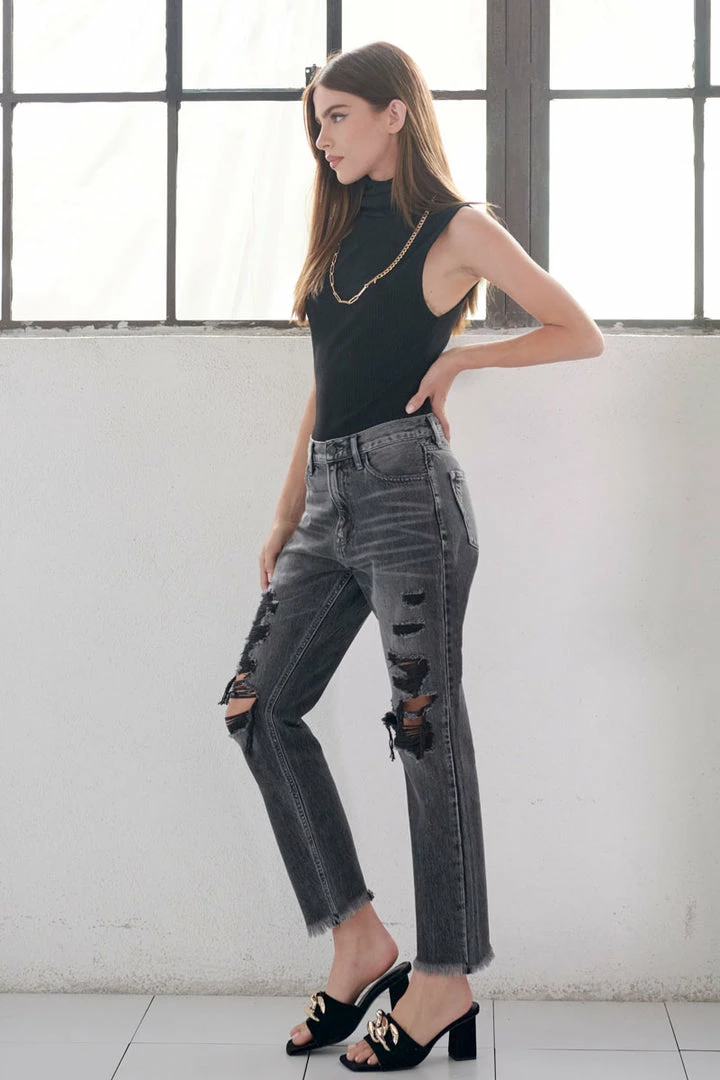 KANCAN Straight Leg Zara High Rise Slim Straight Jeans 5 KANCAN Straight Leg Zara High Rise Slim Straight Jeans