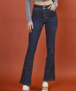 KANCAN Seren High Rise Exposed Button Bootcut Jeans