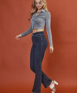 KANCAN Seren High Rise Exposed Button Bootcut Jeans