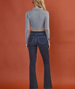 KANCAN Seren High Rise Exposed Button Bootcut Jeans