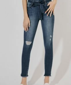 KANCAN Sunny Ultra High Rise Belted Ankle Skinny Jeans