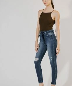 KANCAN Sunny Ultra High Rise Belted Ankle Skinny Jeans